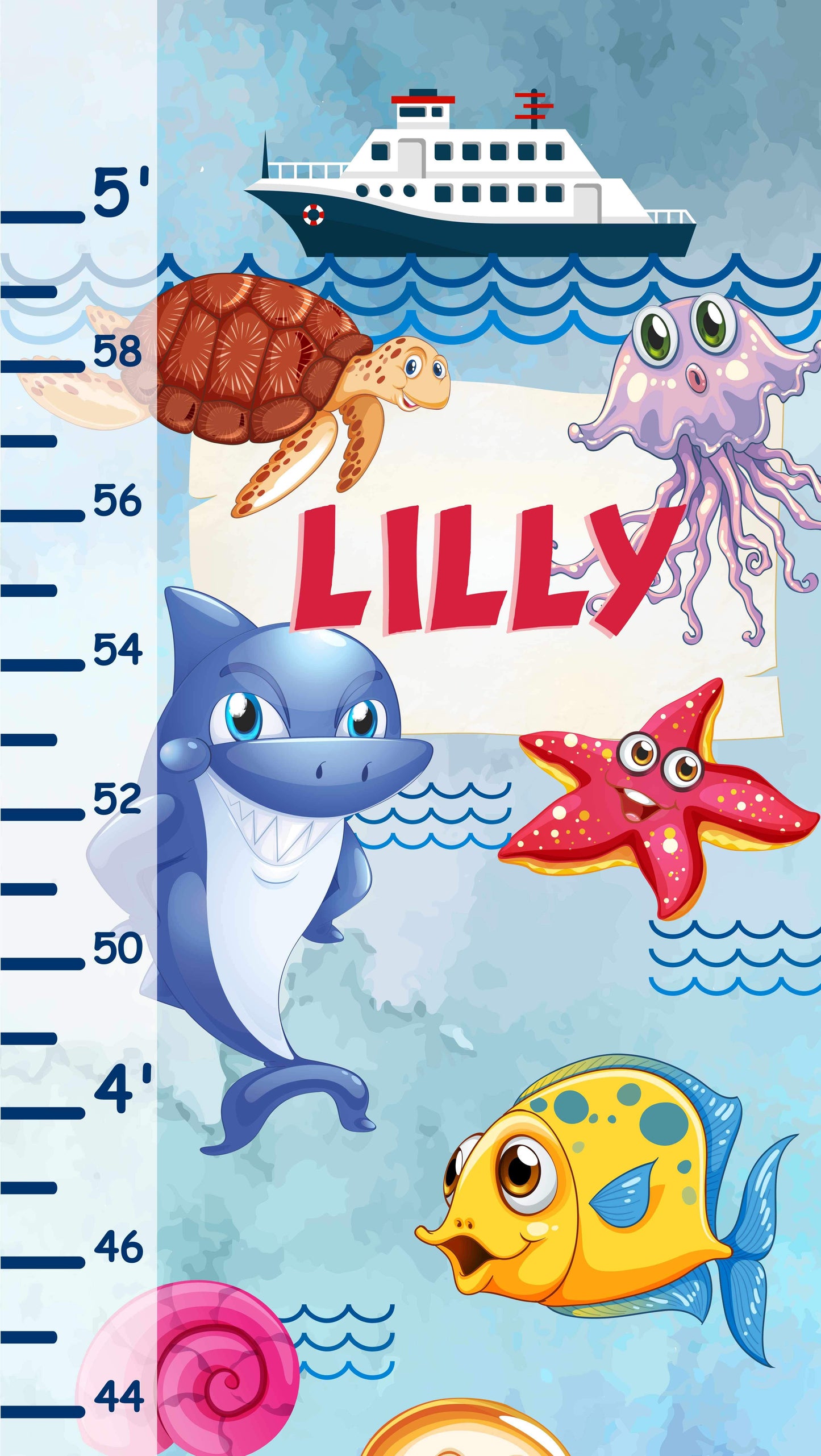 Under the Sea - Personalized Wall Growth Height Chart Tracker