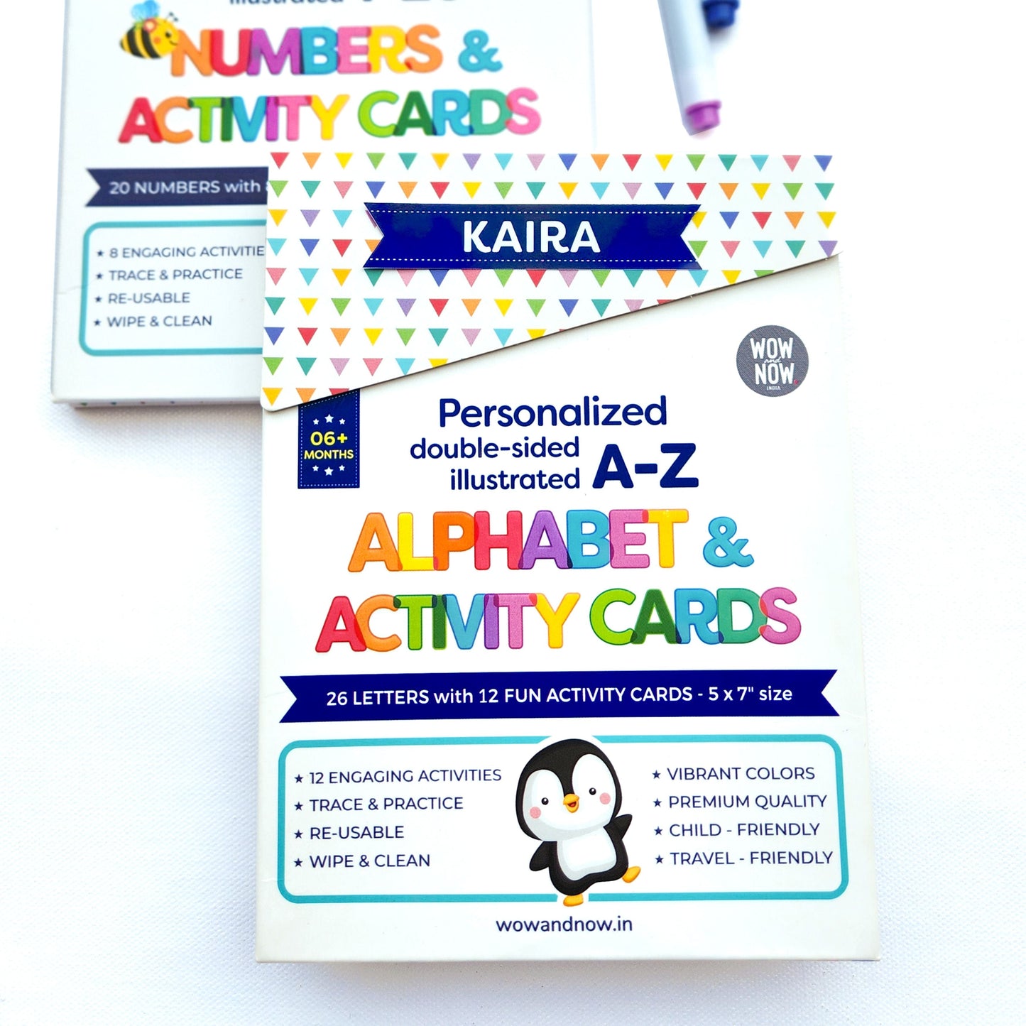 Personalized A-Z letters of the Alphabet with 12 ACTIVITY Flash Cards