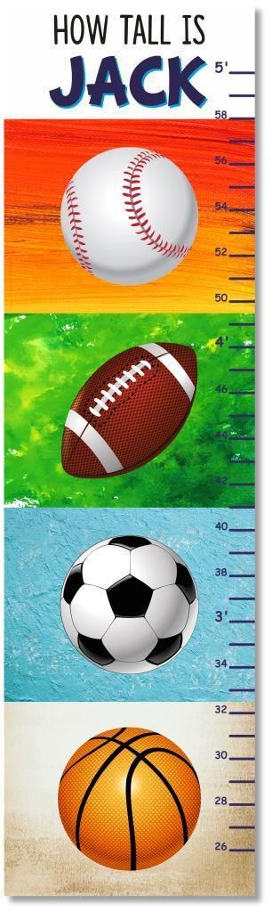 All Star Sports Balls - Personalized Wall Growth Height Chart Tracker