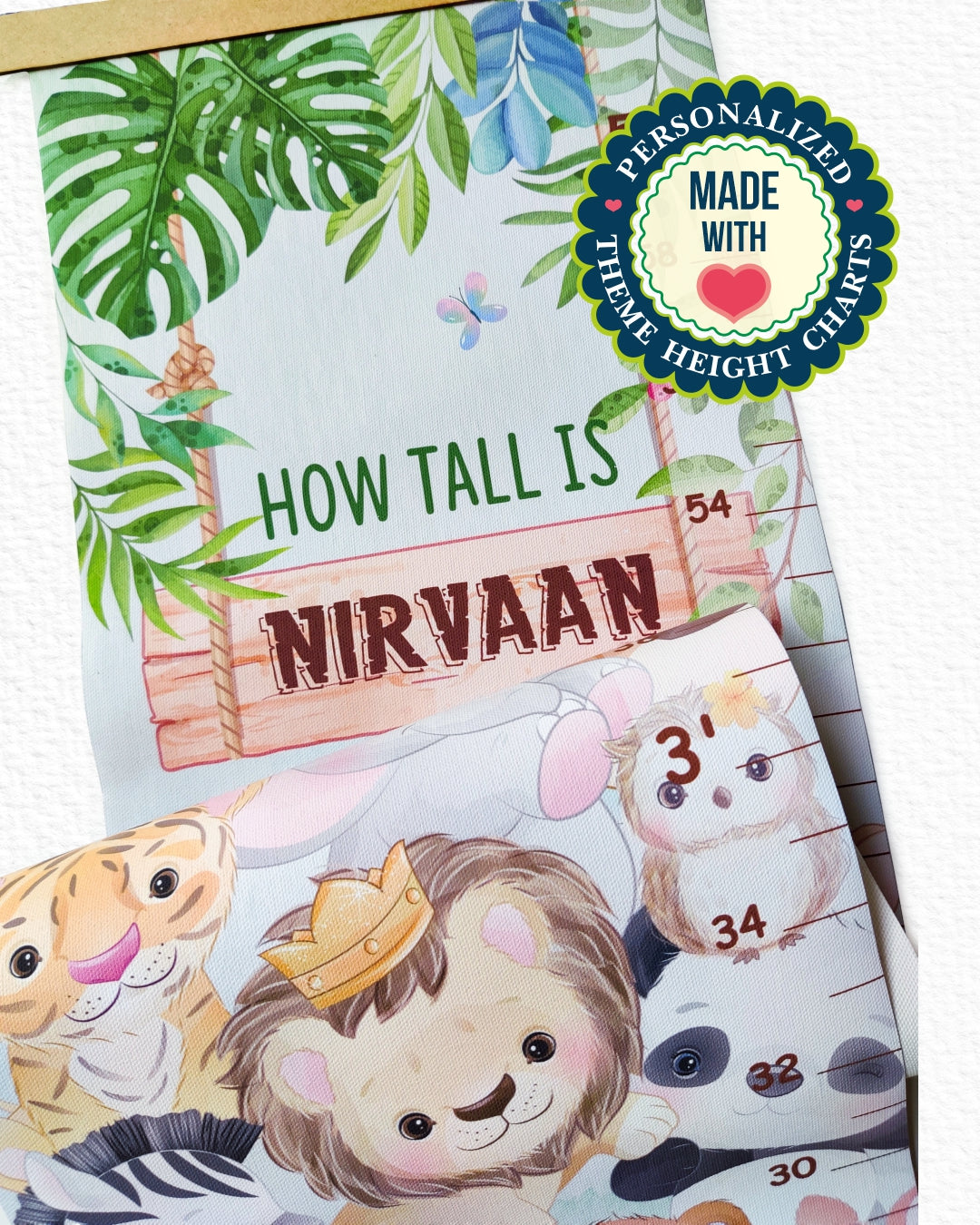 Personalized Peek-a-Boo Animal Safari Sensory Quiet Book + Personalized Height Chart