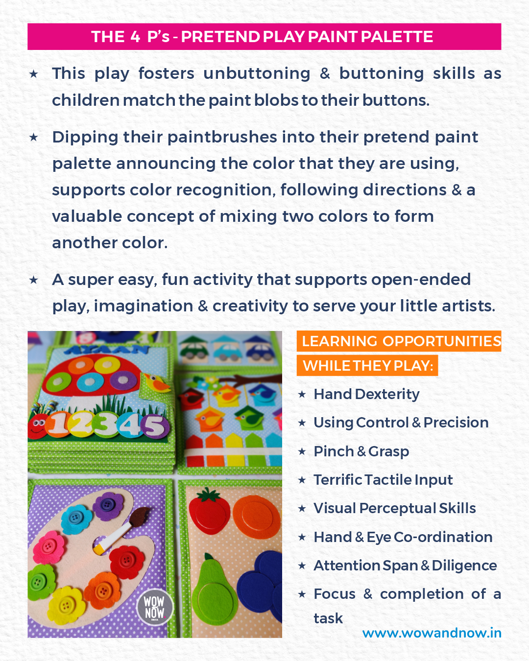 Personalized Color Pop Sensory Quiet Book for Toddlers - Montessori Inspired
