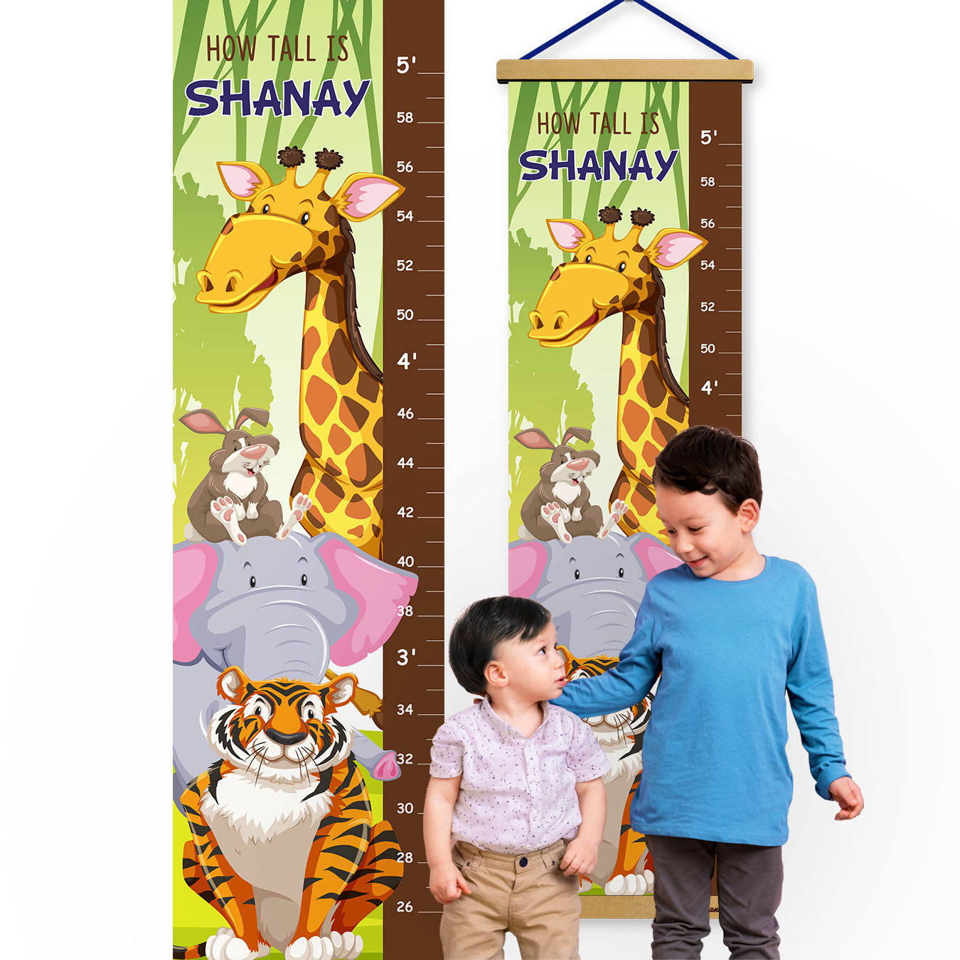 Jungle Safari - Personalized Wall Growth Height Chart Tracker