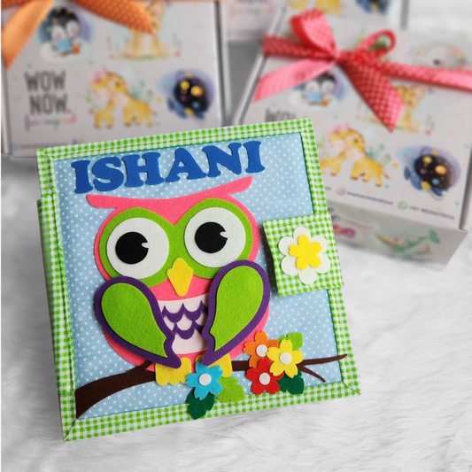 Personalized Animal Safari Sensory Quiet Book (Ollie - The Owl) - Montessori Toys