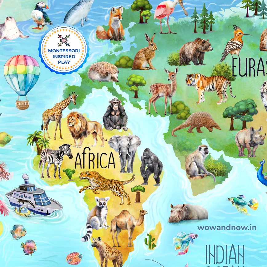 Personalized Color Pop Sensory Quiet Book + Personalized Animal Safari World Map with A3 Animal Quest Poster