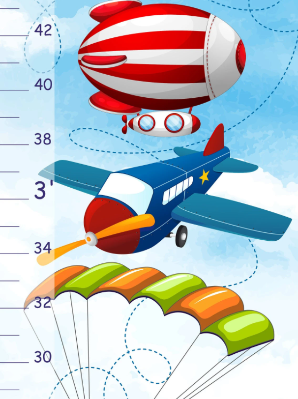 Air Transport - Name Personalized Wall Growth Height Chart Tracker