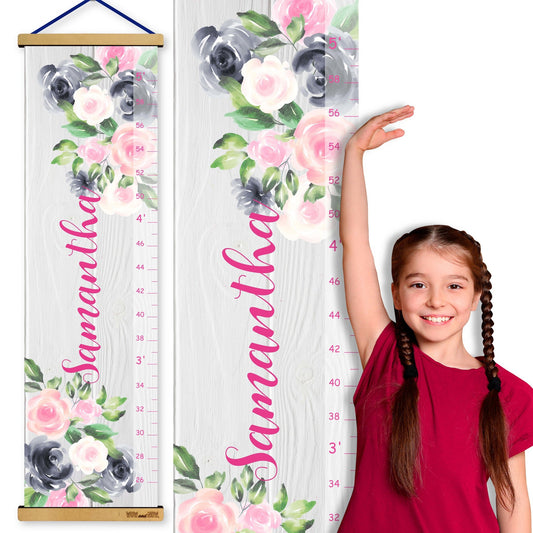 Floral - Personalized Wall Growth Height Chart Tracker