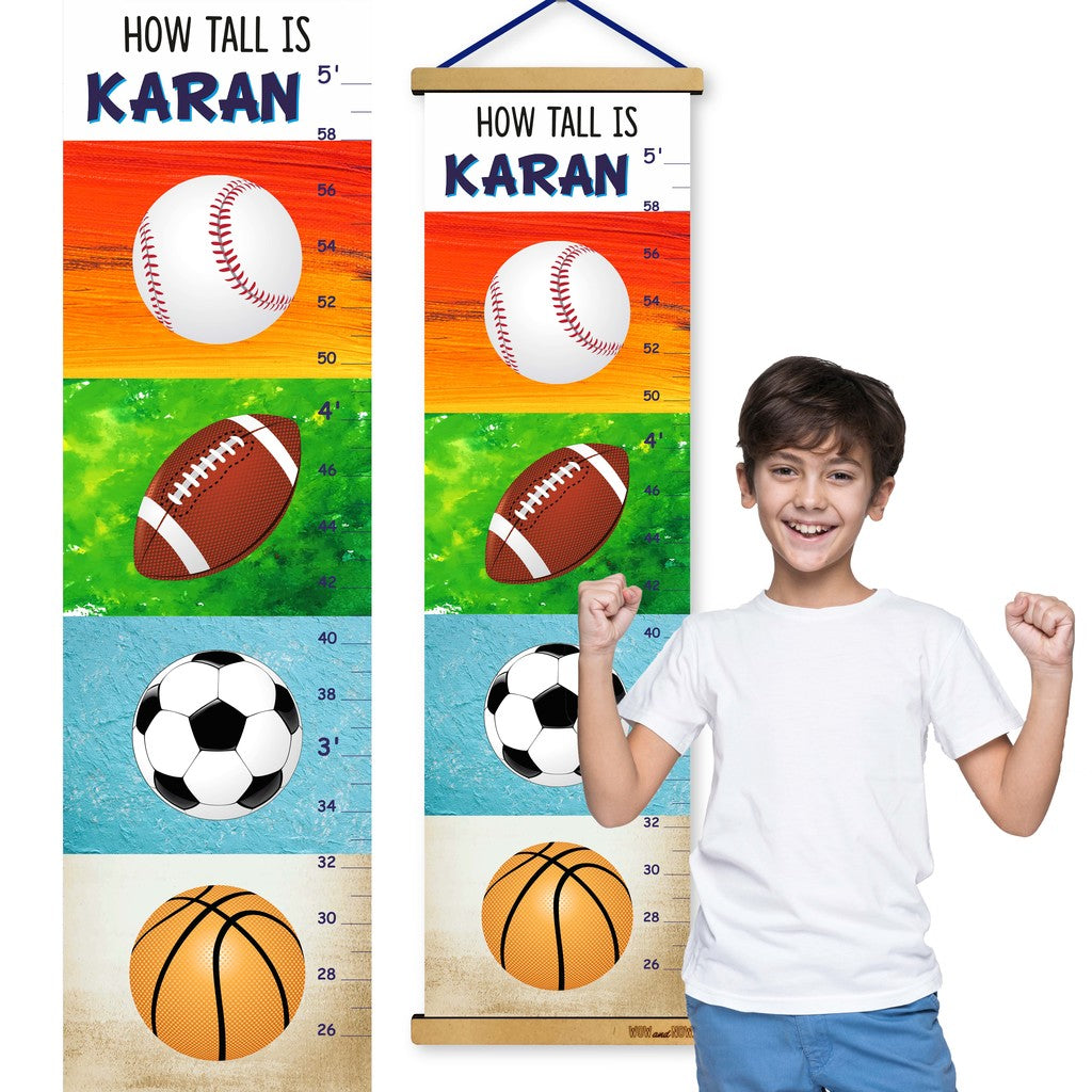 All Star Sports Balls - Personalized Wall Growth Height Chart Tracker