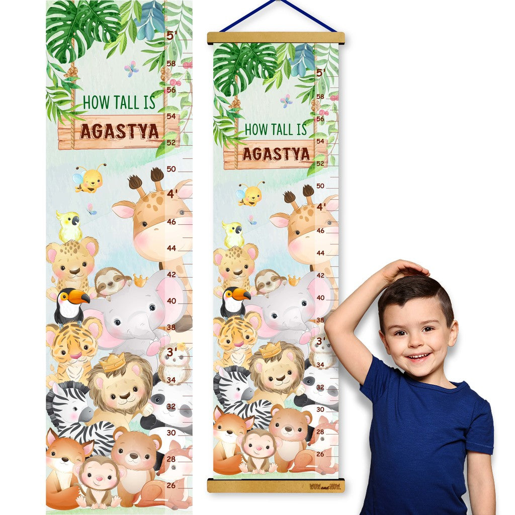 Personalized Peek-a-Boo Animal Safari Sensory Quiet Book + Personalized Height Chart