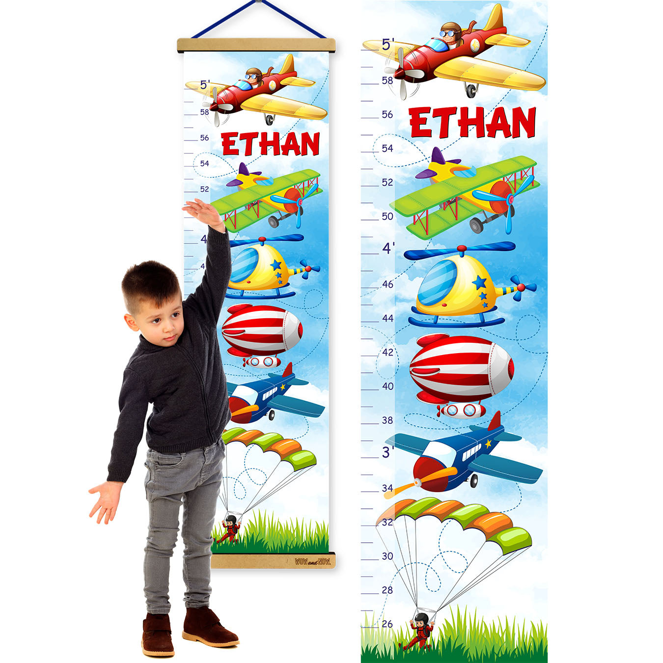 Air Transport - Name Personalized Wall Growth Height Chart Tracker