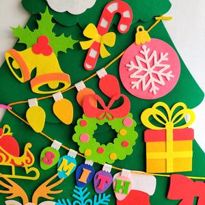 Load image into Gallery viewer, Montessori Inspired - Personalized Felt Christmas Tree with 23 Colorful Felt Ornaments
