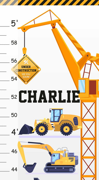 Load image into Gallery viewer, Construction Vehicles - Personalized Themed Height Chart
